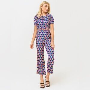 SALONI Juli-B Night Star print 100% silk jumpsuit 6 NWT